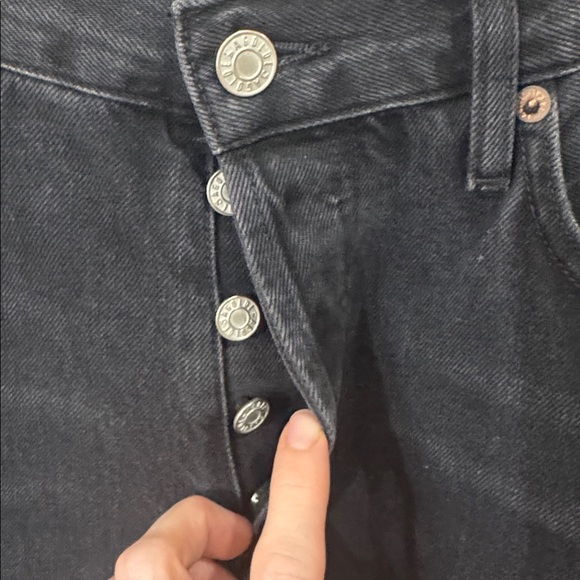AGOLDE HIGH RISE STRAIGHT BUTTON FLY BLACK WASH JEAN 27 - Picture 3 of 8